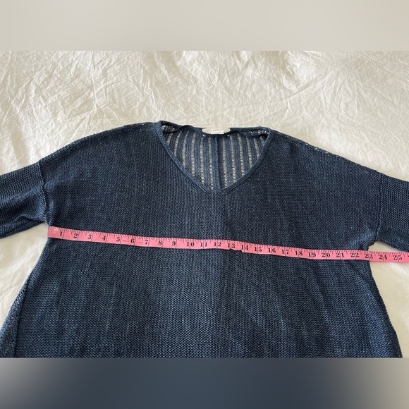 CHARLI LONDON | Women’s SZ L | Open Knit Blue Linen Top | High Low Hem EUC - Picture 4 of 11